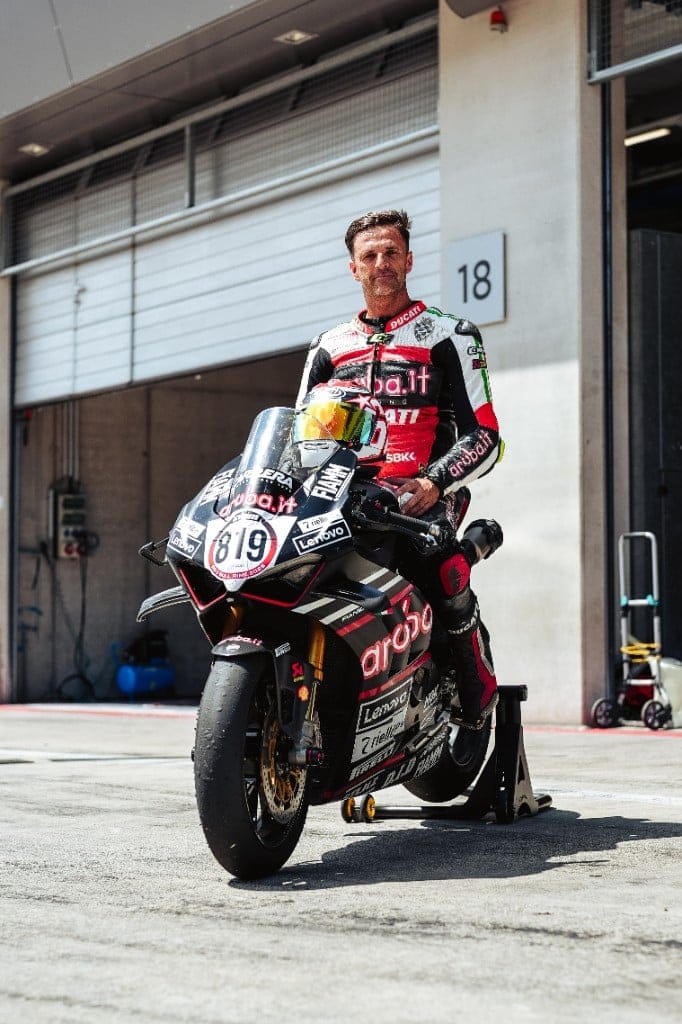 Ignacio Milán in Ducati race leathers with bike number 819