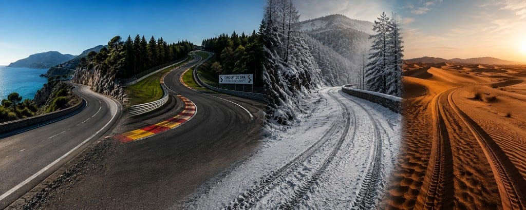 Spa-Francorchamps circuit at sunset, upcoming GTlife driving experiences
